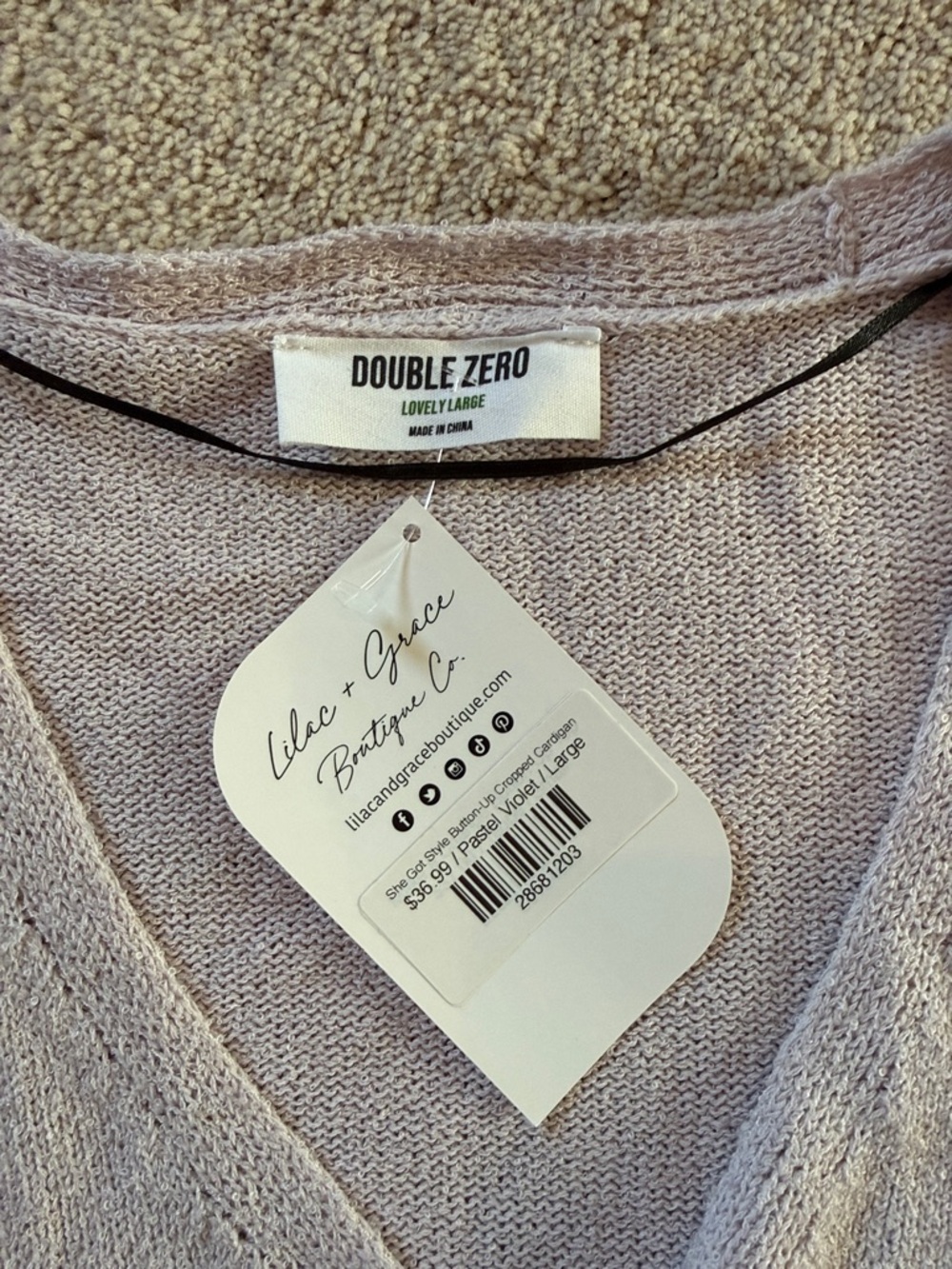 Cropped cardigan- lilac color. - Picture 2 of 4